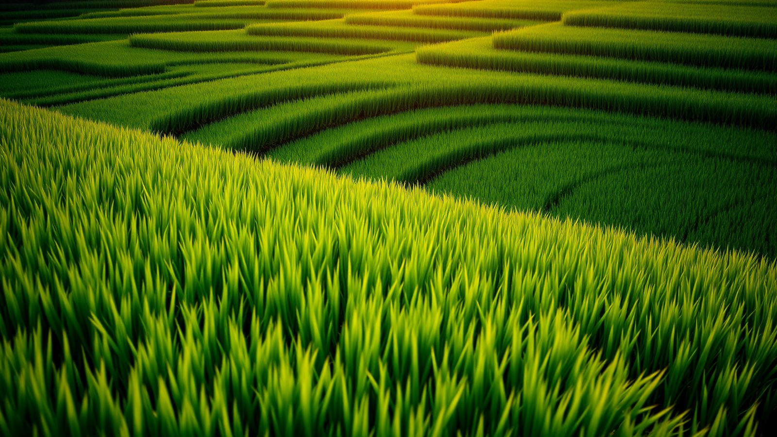 Lush green paddy fields